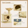 PawHut Cat Tree for Indoor Cats, Cat Climbing Tree with Scratching Posts, Cat House, Bed, Washable Cushions and Toy Ball, Beige