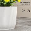 Outsunny Set of 3 Plastic Round Plant Pots Outdoor 22cm, Garden Planters, Flower Pots for Garden Decoration, Patios, Indoor, Outdoor, Home, White