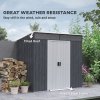 Outsunny 6.5 x 4FT Galvanised Metal Garden Shed with Foundation Kit, Lockable Tool Storage House with Double Sliding Doors and 2 Vents, Grey