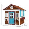 Outsunny Wooden Playhouse for Kids Outdoor Wendy House with Doors, Windows, Plant Pots, Boxes, for 3-8 Years - Dark Brown
