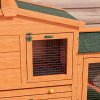 PawHut Rabbit Hutch Outdoor, 2 Tier Guinea Pig Hutch with Run, Ramp, Slide-out Tray, Asphalt Roof, 150 x 45 x 85cm