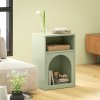 HOMCOM Bedside Table, Modern Bedside Cabinet with 2 Open Compartments and Unique Arch Design, Side Table for Living Room, Bedroom, Light Green