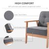 HOMCOM Accent Chair, Linen Fabric Armchair, Occasional Chair with Rubber Wood Frame for Living Room Reception Bedroom Balcony, Grey and Natural