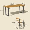 Outsunny 7 Piece Garden Dining Set, Fir Wood Garden Furniture Set with Rectangle Table and 6 Stackable Chairs, Umbrella Hole, Slatted Top and Steel Frame, for Patio Balcony Porch, Brown