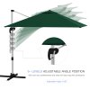 Outsunny 3 x 3(m) Cantilever Roma Parasol, Square Garden Umbrella with Cross Base, Crank Handle, Tilt, 360 Rotation and Aluminium Frame, Green