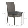 Outsunny 2 Pieces PE Rattan Garden Chairs with Cushion, Patio Wicker Dining Chairs with Backrest for Patio, Deck, Garden, Dark Grey
