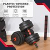 HOMCOM 25kg 2 IN 1 Adjustable Dumbbells Weight Set, Dumbbell Hand Weight Barbell for Body Fitness, Lifting Training for Home, Office, Gym, Black