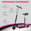 HOMCOM Folding Ride on Powered Scooter, 120W, with Warning Bell, 15km/h Maximum Speed, for Ages 4-14 Years, Pink