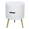 HOMCOM 3-Tier Coffee Table, Round End Table with 2 Hidden Compartments and Detachable Tray, Side Table with Storage for Living Room