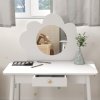 AIYAPLAY Kids Dressing Table with Mirror, Stool, Kids Vanity Table with Cloud Design, Drawer, for Ages 3-6 Years, White