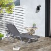 Outsunny Sun Lounger Relaxed Recliner with 5-Position Adjustable Backrest Aluminium Frame for Pool or Sun Bathing Light Grey