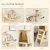 PawHut Cat Tree for Indoor Cats 135cm Kitten Tower Scratching Post Kitty Scratcher Climbing Tower with Ladder, Beige
