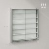 HOMCOM 7-Tier Wall Mounted Display Cabinet, Display Case with 6 Adjustable Shelves, Glass Doors for Home Office Ornaments 83x80cm, Graphite Wood Effect