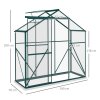 Outsunny 6 x 2.5ft Polycarbonate Greenhouse, Walk-In Green House with Sliding Door, 5-Level Roof Vent, Rain Gutter, Garden Plants Grow House with Aluminium Frame and Foundation, Green