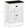 kleankin Bathroom Cabinet, Bathroom Storage Unit with Drawer, Double Door Cabinet, Adjustable Shelf for Living Room, Bedroom, White