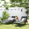 Outsunny 2 Piece Foldable Sun Lounger Set with 5-level Reclining Back, Outdoor Tanning Chairs Sun Loungers with Build-in Padded Seat, Side Pocket, Headrest for Beach, Patio, Black