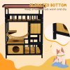 PawHut Outdoor Cat House Wooden Cat Shelter, 4 Tier with Suspension Bridge, Balcony, Escape Doors Water-Resistant Roof, for 1-2 Cats