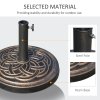 Outsunny 11.5kg Garden Parasol Base, Round Heavy Duty Umbrella Stand Holder, Resin Parasol Stand for 38mm or 48mm Outdoor Umbrella Poles, Bronze Tone