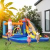 AIYAPLAY Bouncy Castle for Children with Water Slide, Splashing Pool, Water Gun, Jumping Area, 5 in 1 Inflatable Bounce House with 550W High Power Blower, for Outdoor Indoor, 360 x 250 x 195 cm