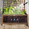 Outsunny Wood Planter with Trellis for Climbing Plants, Raised Bed, Planter Box with Drainage Holes to Grow Vegetables, Herbs and Flowers for Garden, Patio, Yard, Brown