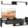HOMCOM Modern TV Cabinet with Wall Shelf, TV Unit with Storage Shelf and Cabinet, for Wall-Mounted 65