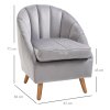 HOMCOM Velvet Armchair, Modern Accent Chair, Upholstered Tub Chair with Solid Wood Legs and Seat Cushion for Living Room, Grey