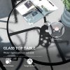 Outsunny 5 Pieces Garden Dining Set, 4 Seater Garden Furniture with High Back Stackable Chairs and Round Glass Top Table, Outdoor Bistro Set with Parasol Hole for Patio, Black