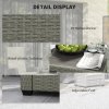 Outsunny 5 Pieces PE Rattan Garden Furniture Set, Wicker Outdoor Furniture Set with Reclining Chairs, Coffee Table, Footstools and Thick Cushions for Balcony, Patio, Charcoal Grey