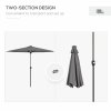 Outsunny 2.65m Garden Parasol with Lights, Solar Charged Warm Yellow LED Patio Umbrella with Crank Handle, for Balcony, Outdoor and Lawn, Charcoal Grey