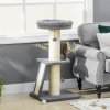 PawHut Cat Tree Tower, Cat Activity Centre, with Sisal Scratching Post, Multi Level Cat Climbing Frame Indoor, 48 x 48 x 92 cm, Dark Grey