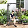 Outsunny Garden Bench, Arch Pergola with Natural Wooden Garden Arbour with Seat for Vines/Climbing Plants for Outdoor Space, Grey