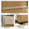 Outsunny Rattan Garden Recliner Chair, Adjustable Backrest Reclining Rattan Chair with Flip Table, Cushion and Footrest, Indoor Outdoor Lounge Reclining Sun Lounger for Patio, Khaki/Beige