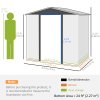 Outsunny 4.3 x  6.2 ft Garden Shed, Galvanised Metal Shed, Easy to Assemble, with Lockable Door, Gloves and 2 Vents Outdoor Tool Storage, Oak