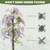 HOMCOM Artificial Wisteria Flower, Tall Fake Plant with 756 Leaves and 54 Flowers in Pot, Decorative Artificial Plant for Home Indoor Decor, 180 cm, Purple