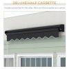 Outsunny 3 x 2.5m Electric Awning with LED Light and Remote Controller, Aluminium Frame Retractable Awning Half Cassette Sun Canopies for Garden Patio Deck Door Window