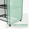 Outsunny 3 Tier Mini Greenhouse with Reinforced PE Cover and Wheels, Portable Small Greenhouse with Roll-up Door and Wire Shelves, 130H x 69W x 49D cm, Green