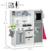 AIYAPLAY Wooden Play Kitchen Kids Toy Kitchen Playset Role Playing Game with Lights, Sounds, Apron and Chef Hat, Ice Maker, Microwave, Range Hood, Utensils, Cuttable Food, for Ages 3-6 Years - White