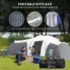 Outsunny 6-9 Man Large Tunnel Tent with 3 Bedroom, Living Area and Porch, 2000mm Waterproof Camping Tent, Portable with Bag, for Fishing Hiking Festival, Dark Grey