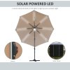 Outsunny 3(m) Cantilever Roma Parasol Garden Sun Umbrella Outdoor Patio with 360 Rotation Crank & Tilt Aluminium Frame LED Solar Light Cross Base, Brown