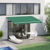 Outsunny 4 x 3(m) Garden Patio Manual Awning Canopy Aluminium Sun Shade Shelter Retractable for Backyard