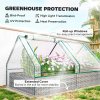 Outsunny Raised Garden Bed with Mini Greenhouse, Outdoor Metal Planter Box with Cover, for Herbs and Vegetables, Use for Patio, Garden, Balcony, White and Dark Grey