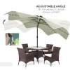 Outsunny 3(m) Garden Parasol Umbrella with 32 Solar LED Lights and Tilt, Outdoor Market Table Umbrella Sun Shade Canopy with Crank, 8 Ribs, Cream White
