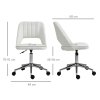 Vinsetto Mid Back Office Chair, Velvet Fabric Swivel Scallop Shape Computer Desk Chair for Home Study Bedroom, Cream White