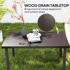 Outsunny Metal Garden Coffee Table, Rectangular Outdoor Side Table with Woodgrain Tabletop, Foot Pads for Outside, Garden, Balcony, Porch, 95 x 55 x 46cm, Brown