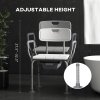 HOMCOM Height Adjustable Shower Chair with Arms and Back, Non-Slip Shower Stool, Bedside Commode with Detachable Bucket for Elderly, Seniors, Disabled, White
