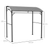 Outsunny 2.2 x 1.5 m BBQ Grill Gazebo Tent, Garden Grill with Metal Frame, Curved Canopy and 10 Hooks, Outdoor Sun Shade, Grey