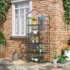 Outsunny 5 Tier Mini Greenhouse, Portable Greenhouse with Reinforced Plastic Cover, Garden Grow House with Roll Up Door and Shelves, 69 x 49 x 193cm, Green