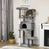 PawHut 148cm Cat Tree for Indoor Cats with Scratching Post, Cat Tower for Two Cats, with Cat House, Bed, Toy, Grey