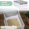 PawHut Cat Litter Tray with Hood Enclosed Cat Litter Box Pet Toilet w/ Lid, Scoop, Front Entry, 47.5 x 35.5 x 36.7cm - Grey
