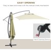 Outsunny 3x2m Cantilever Parasol with Cross Base, Banana Parasol with Crank Handle and 6 Ribs, Rectangular Hanging Patio Umbrella for Outdoor Pool, Garden, Balcony, Beige